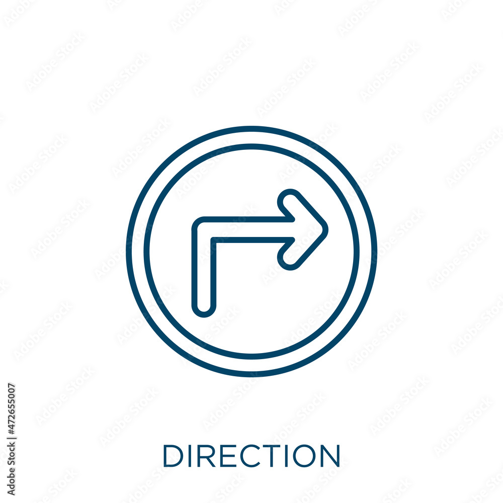 Poster direction icon. thin linear direction outline icon isolated on white background. line vector directi