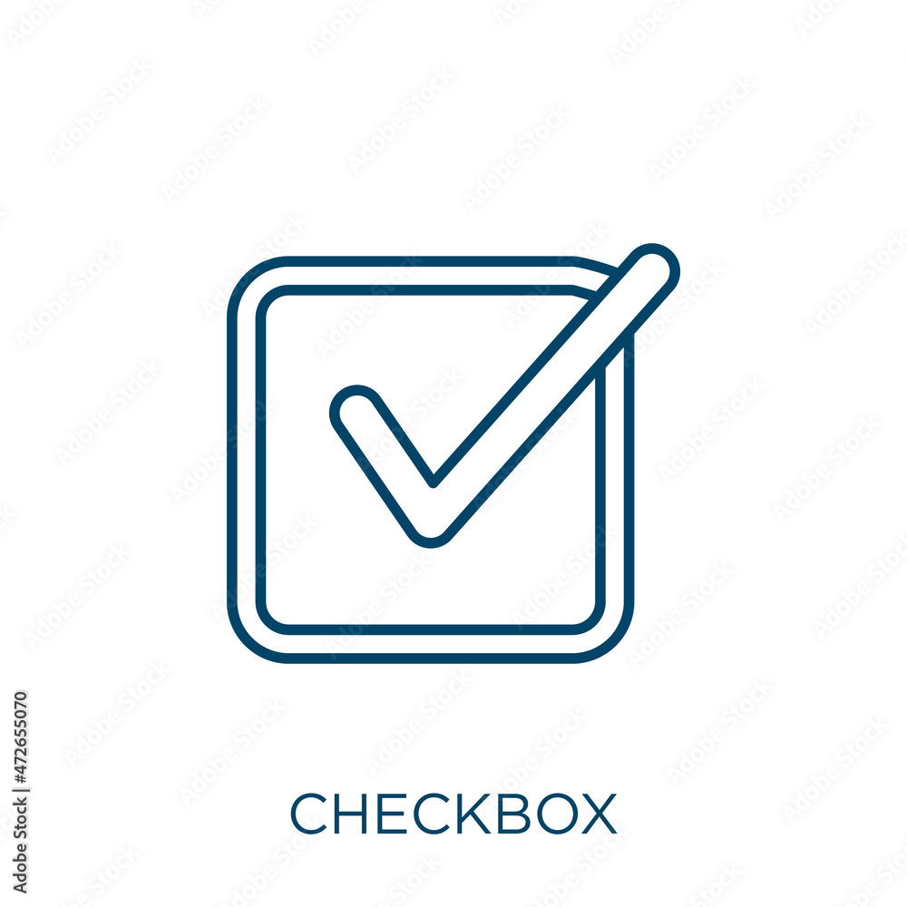 Poster checkbox icon. thin linear checkbox outline icon isolated on white background. line vector checkbox 
