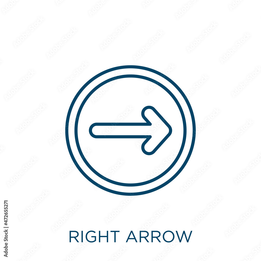 Poster right arrow icon. thin linear right arrow outline icon isolated on white background. line vector rig