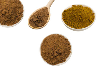 Mix spices in a bowl isolated on white.