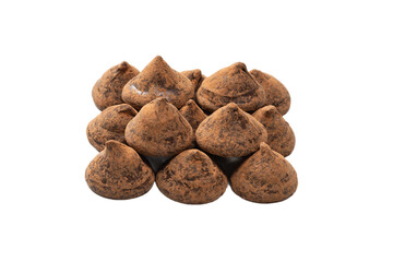 Chocolate truffles isolated on a white background.