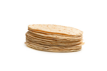 Grilled pitta bread isolated on white background.
