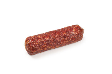 Tasty salami isolated on a white background.