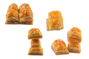 Delicious sweet baklava isolated on white background.