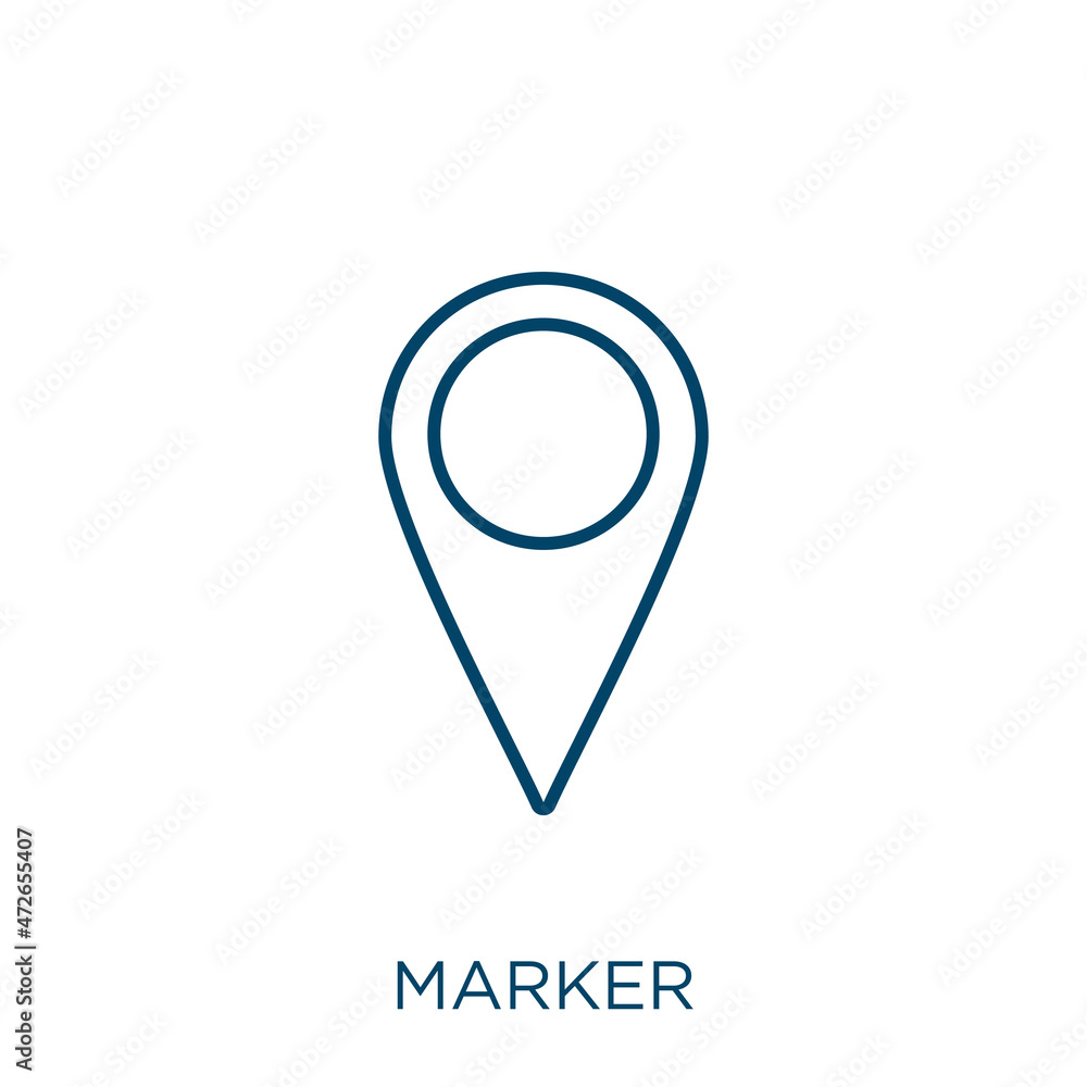 Poster marker icon. thin linear marker outline icon isolated on white background. line vector marker sign, 