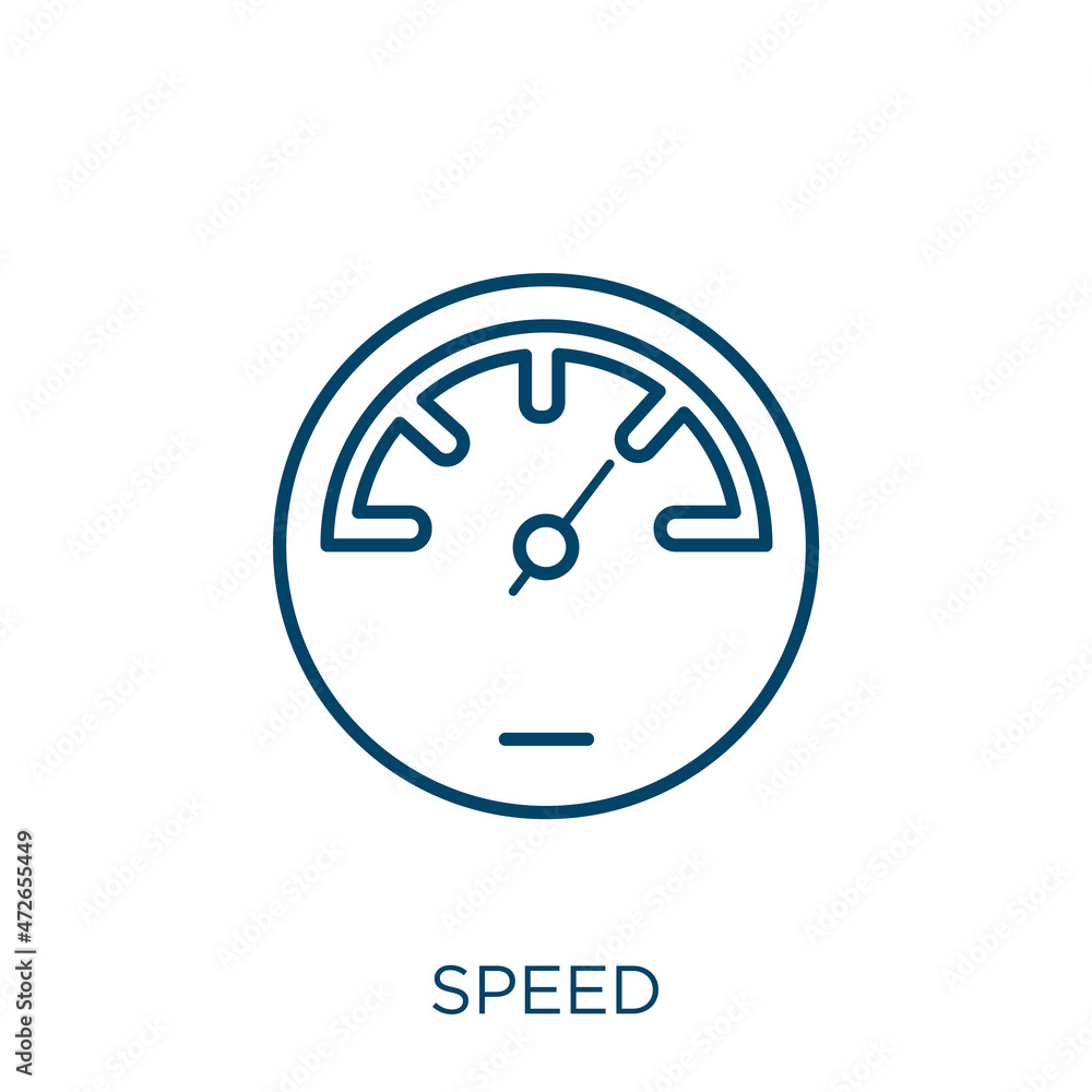 Poster speed icon. thin linear speed outline icon isolated on white background. line vector speed sign, sym