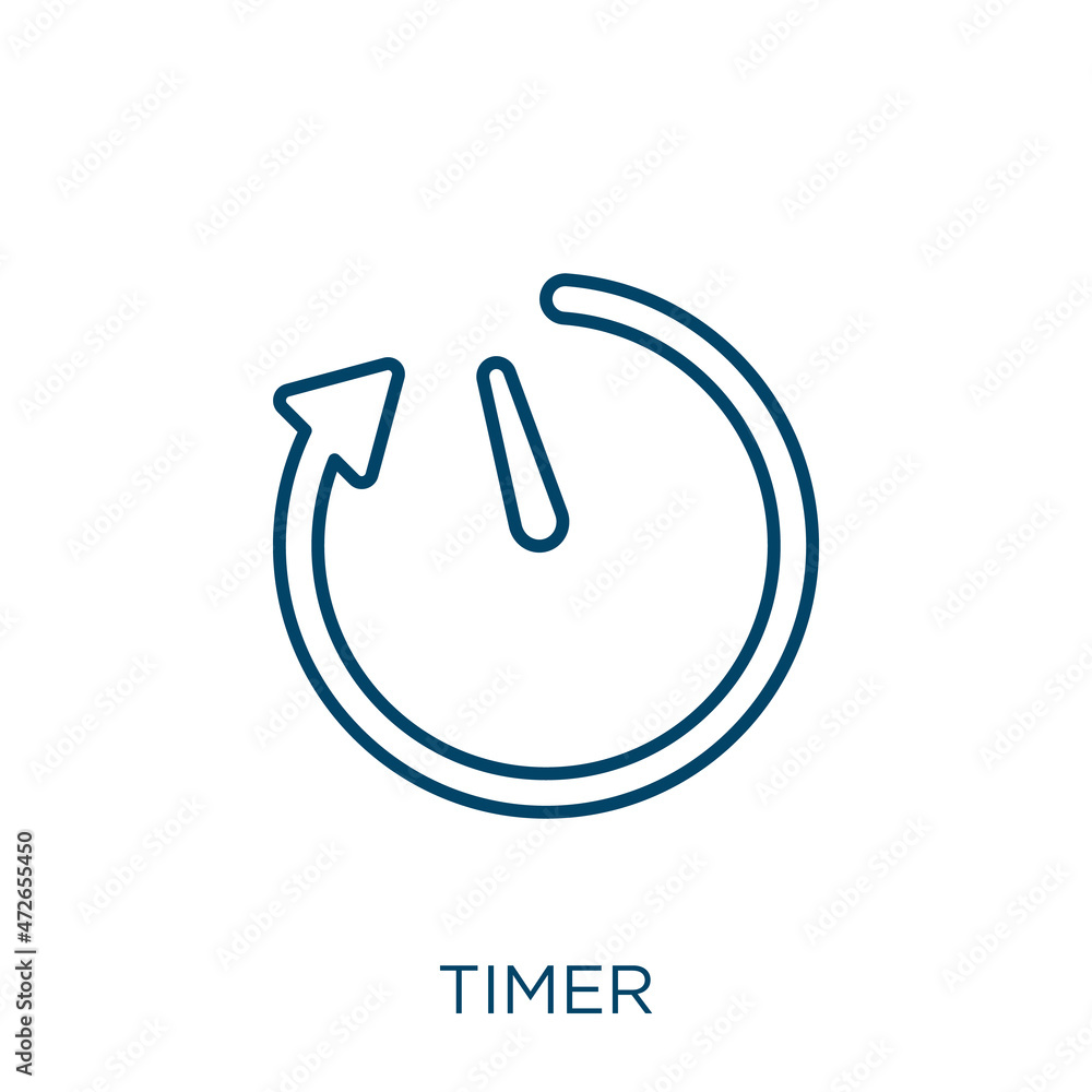 Poster timer icon. thin linear timer outline icon isolated on white background. line vector timer sign, sym
