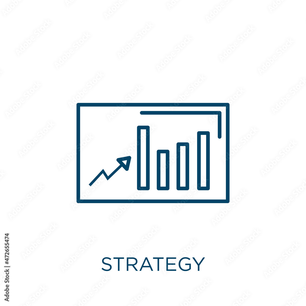 Poster strategy icon. thin linear strategy outline icon isolated on white background. line vector strategy 