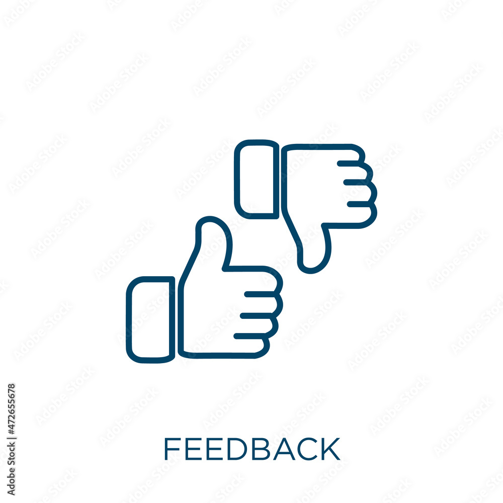 Poster feedback icon. thin linear feedback outline icon isolated on white background. line vector feedback 
