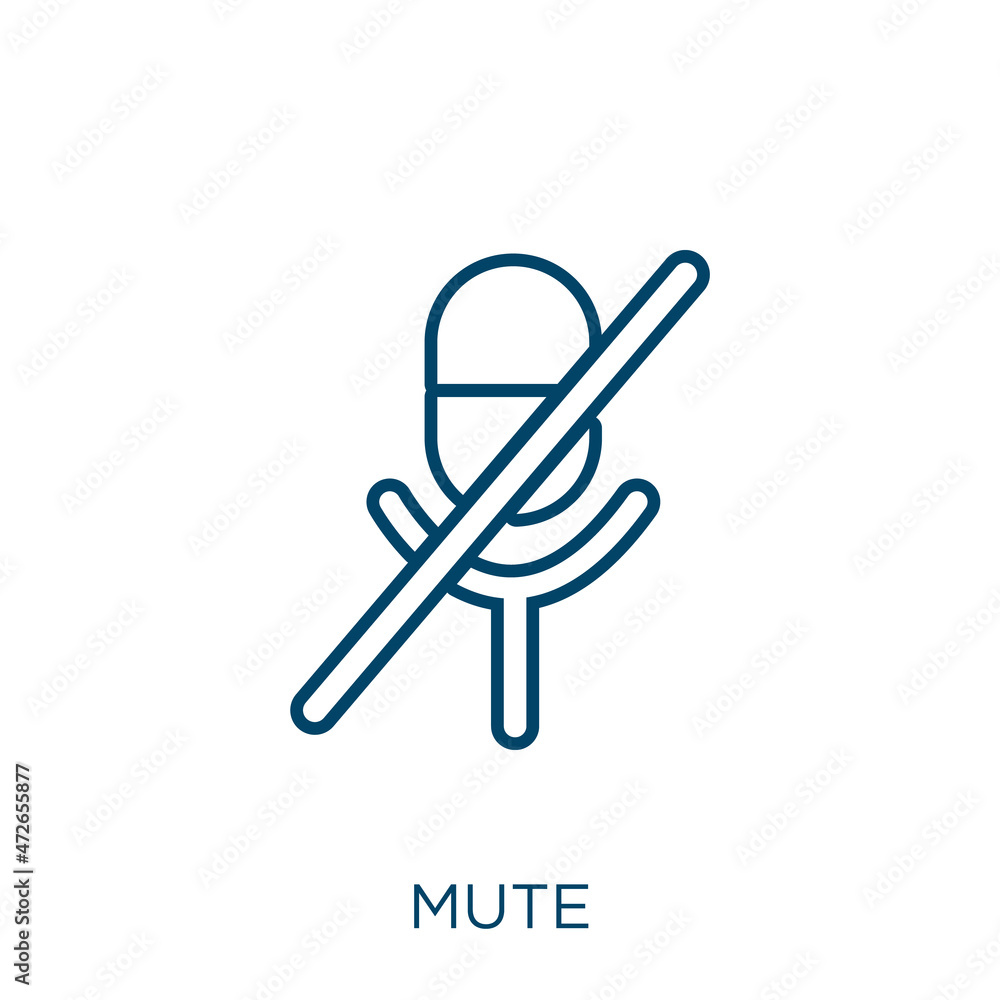Poster mute icon. thin linear mute outline icon isolated on white background. line vector mute sign, symbol