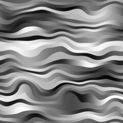Seamless wavy monochrome stripes surface pattern design for background or print. High quality illustration. Digitally rendered parametric wavy lines. Black and white and gray strips that repeat.