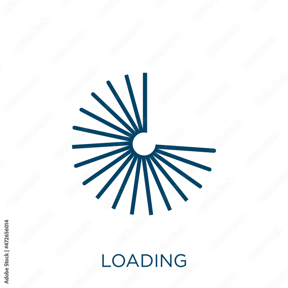 Poster loading icon. thin linear loading outline icon isolated on white background. line vector loading sig