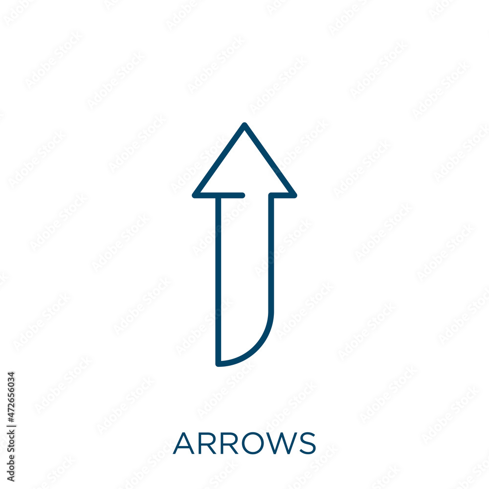 Poster arrows icon. thin linear arrows outline icon isolated on white background. line vector arrows sign, 