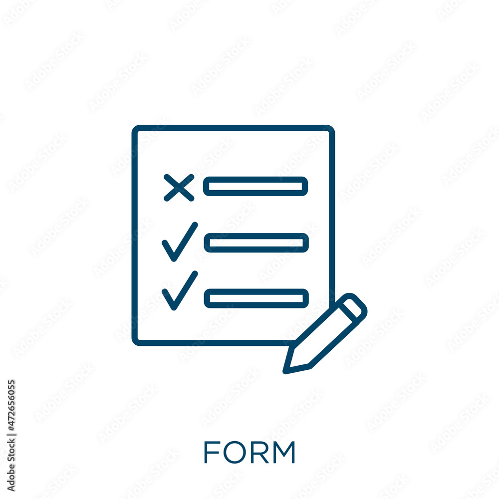 Poster form icon. thin linear form outline icon isolated on white background. line vector form sign, symbol