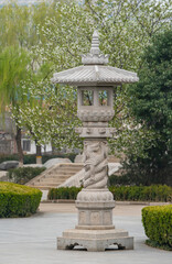 Fototapeta premium Lantern and Pavilion in Temple in qing long temple,xi an,china.