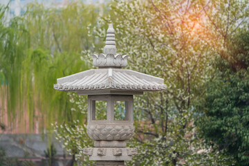 Lantern and Pavilion in Temple in qing long temple,xi an,china.