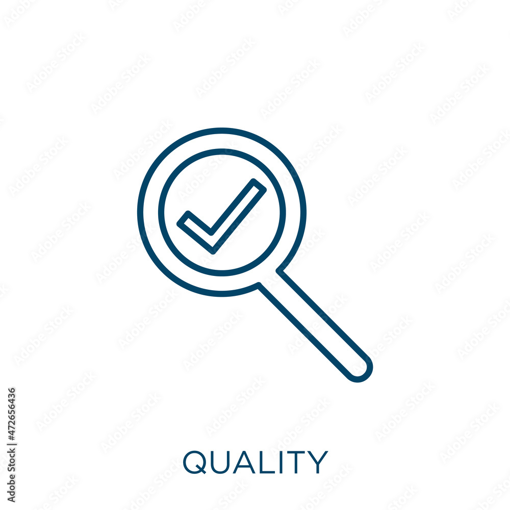 Poster quality icon. thin linear quality outline icon isolated on white background. line vector quality sig