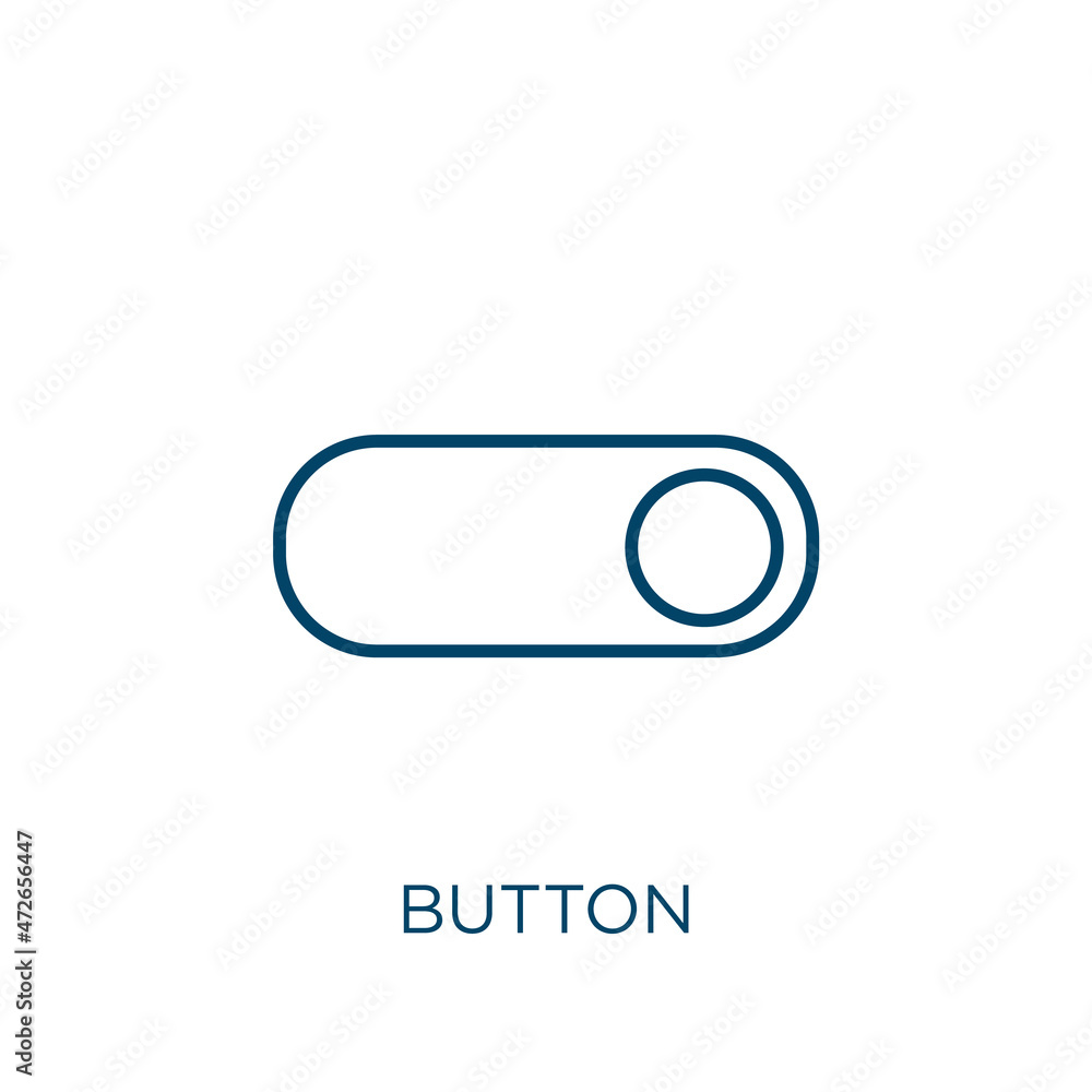Poster button icon. thin linear button outline icon isolated on white background. line vector button sign, 