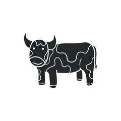Cow Icon Silhouette Illustration. Animal Farm Vector Graphic Pictogram Symbol Clip Art. Doodle Sketch Black Sign.