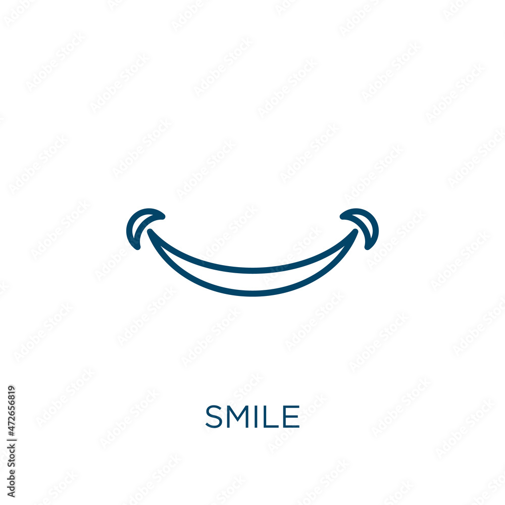 Poster smile icon. thin linear smile outline icon isolated on white background. line vector smile sign, sym