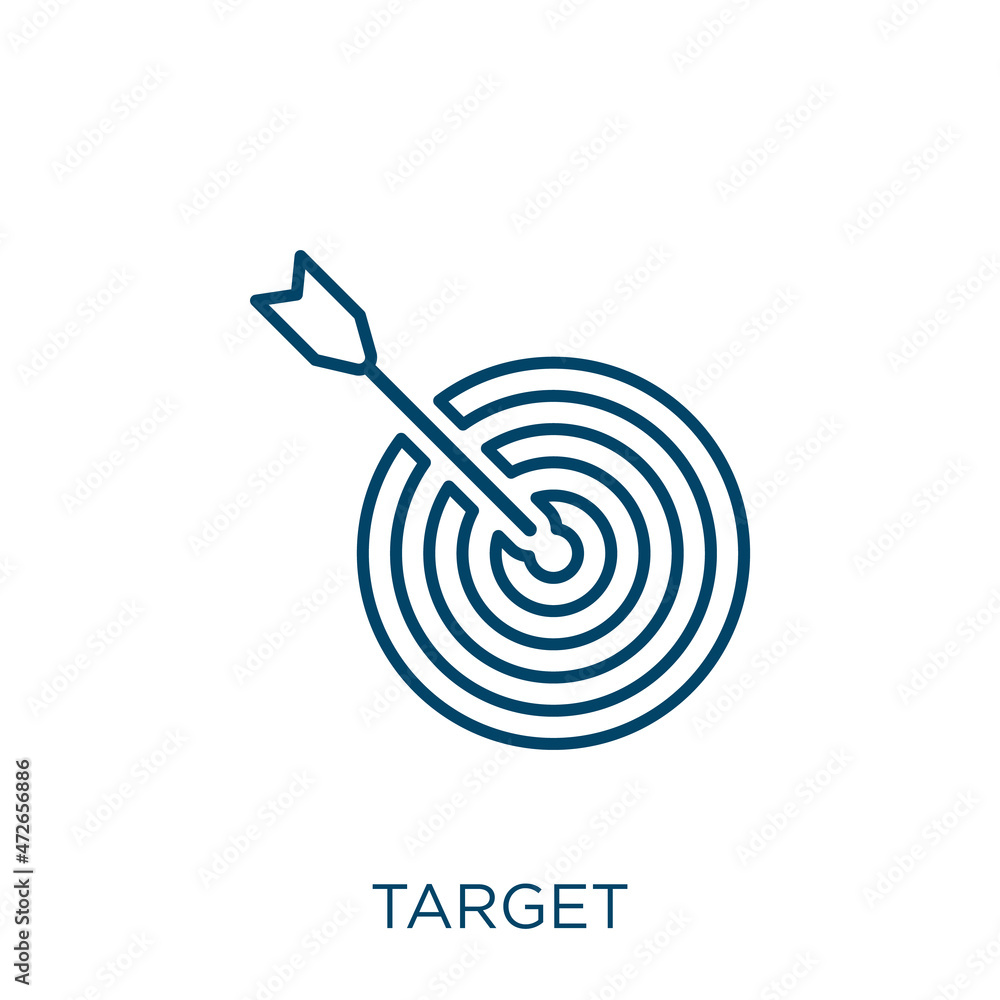 Poster target icon. thin linear target outline icon isolated on white background. line vector target sign, 