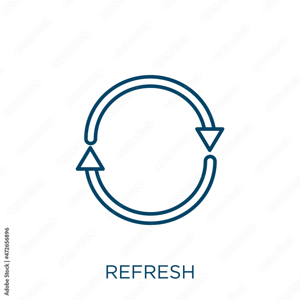 Poster refresh icon. thin linear refresh outline icon isolated on white background. line vector refresh sig