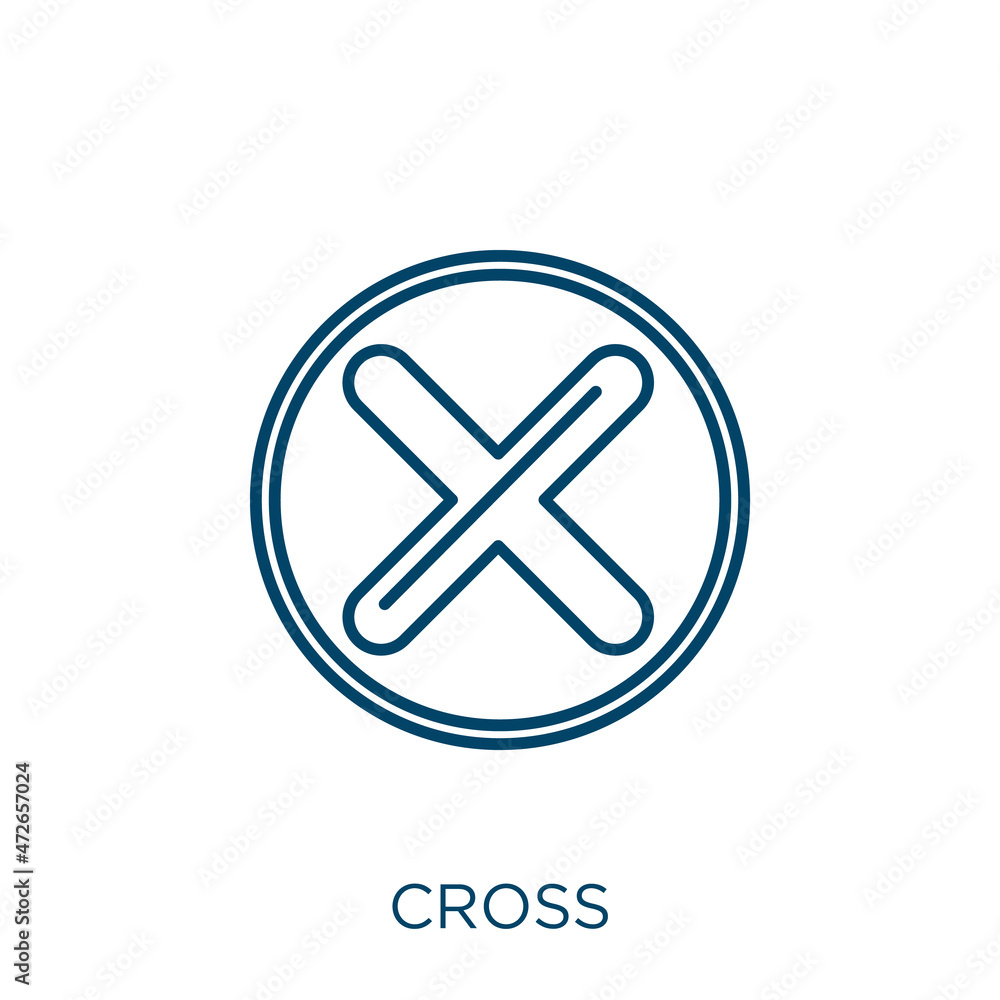 Aufkleber cross icon. thin linear cross outline icon isolated on white background. line vector cross sign, sym