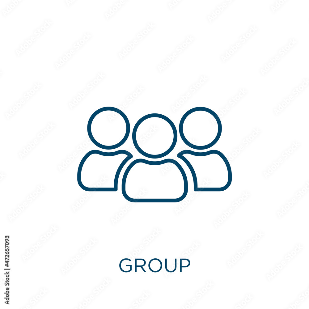 Fototapete group icon. thin linear group outline icon isolated on white background. line vector group sign, sym