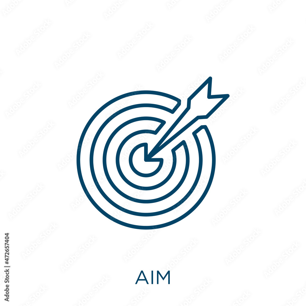 Poster aim icon. thin linear aim outline icon isolated on white background. line vector aim sign, symbol fo