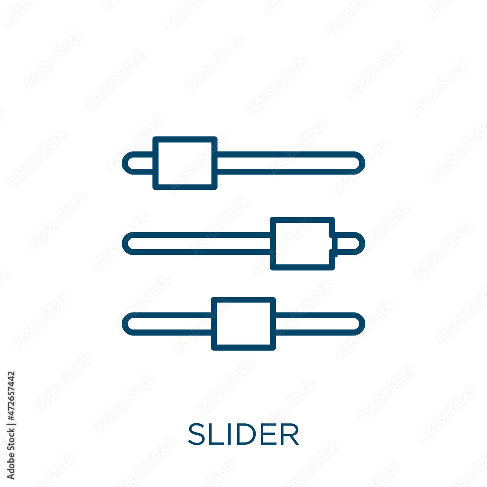 Poster slider icon. thin linear slider outline icon isolated on white background. line vector slider sign, 
