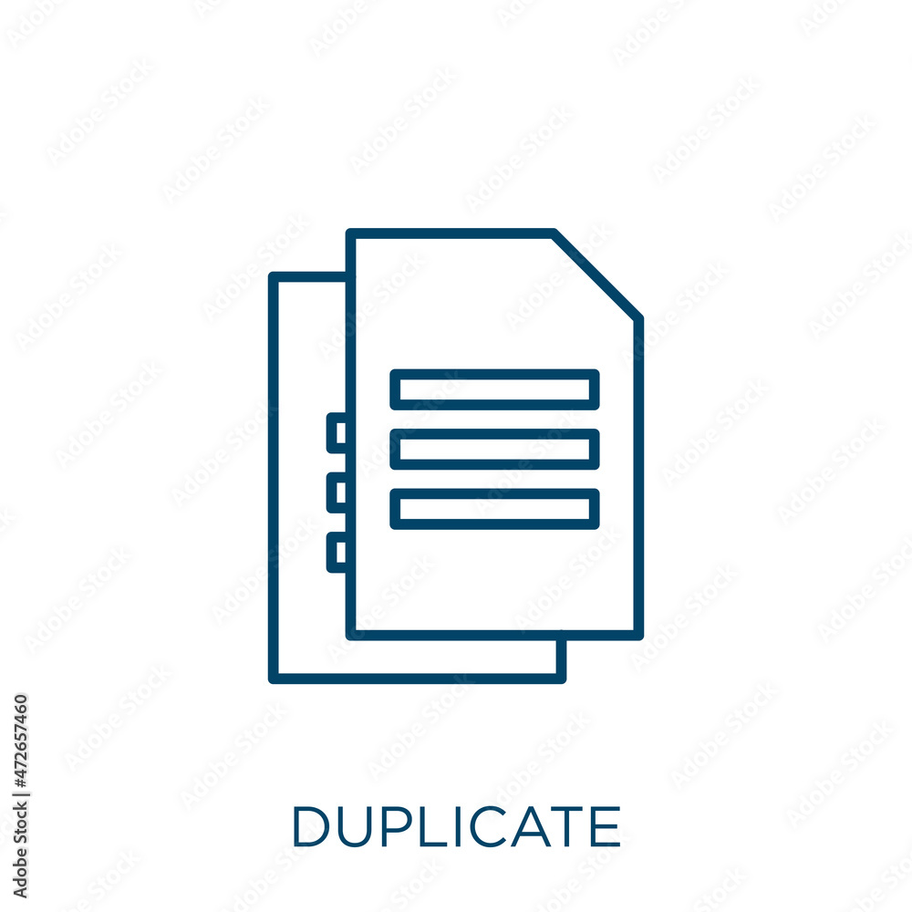Poster duplicate icon. thin linear duplicate outline icon isolated on white background. line vector duplica
