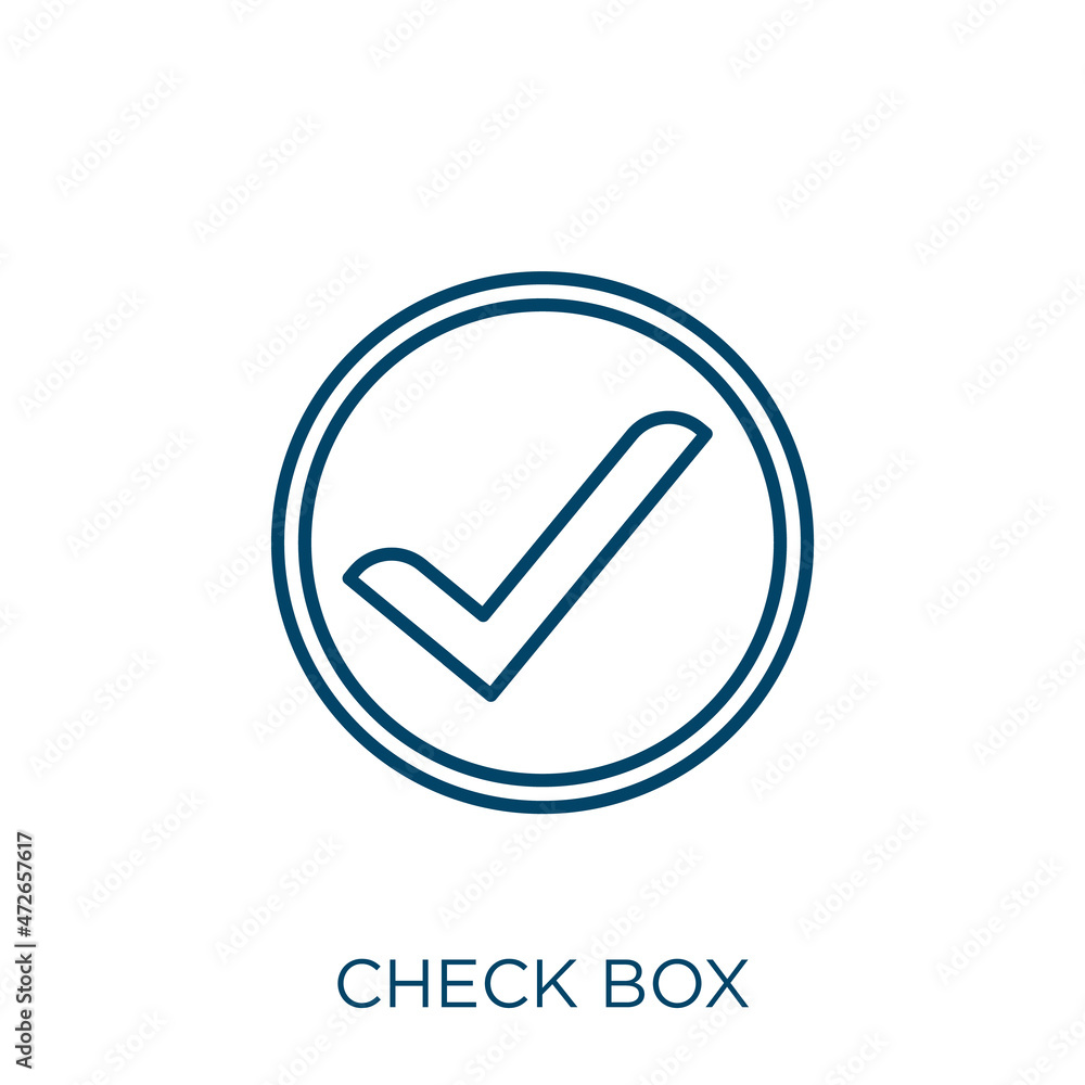 Poster check box icon. thin linear check box outline icon isolated on white background. line vector check b