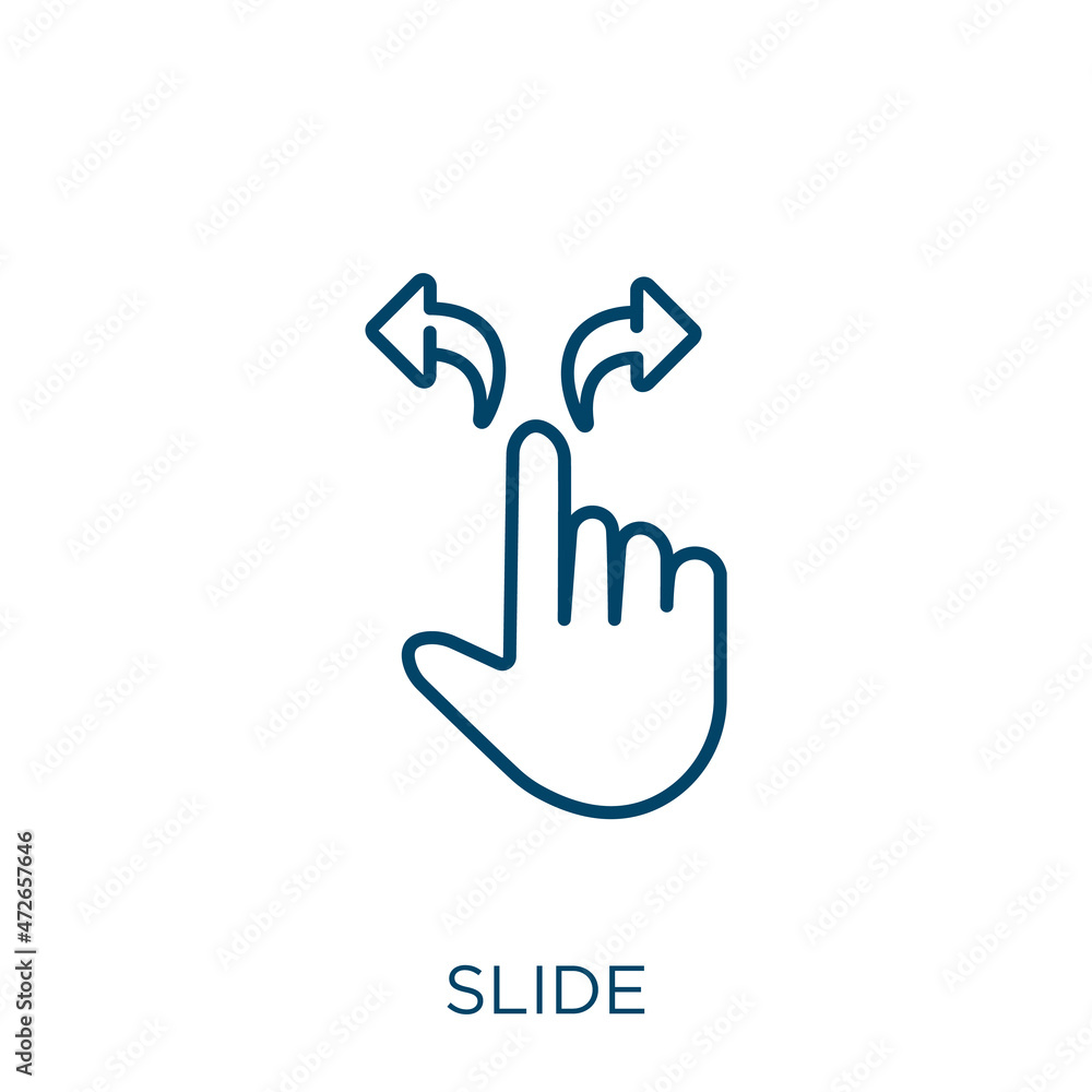 Poster slide icon. thin linear slide outline icon isolated on white background. line vector slide sign, sym