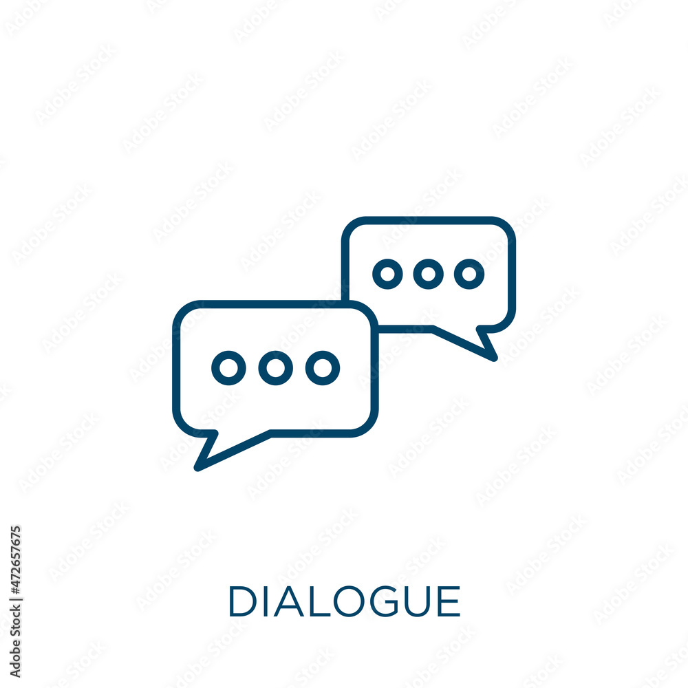 Poster dialogue icon. thin linear dialogue outline icon isolated on white background. line vector dialogue 