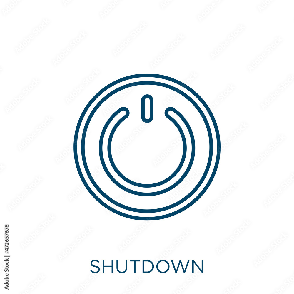 Fototapete shutdown icon. thin linear shutdown outline icon isolated on white background. line vector shutdown 