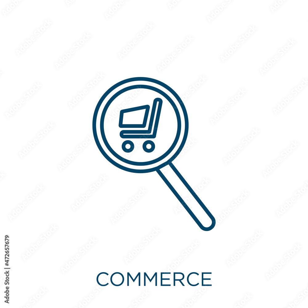 Poster commerce icon. thin linear commerce outline icon isolated on white background. line vector commerce 