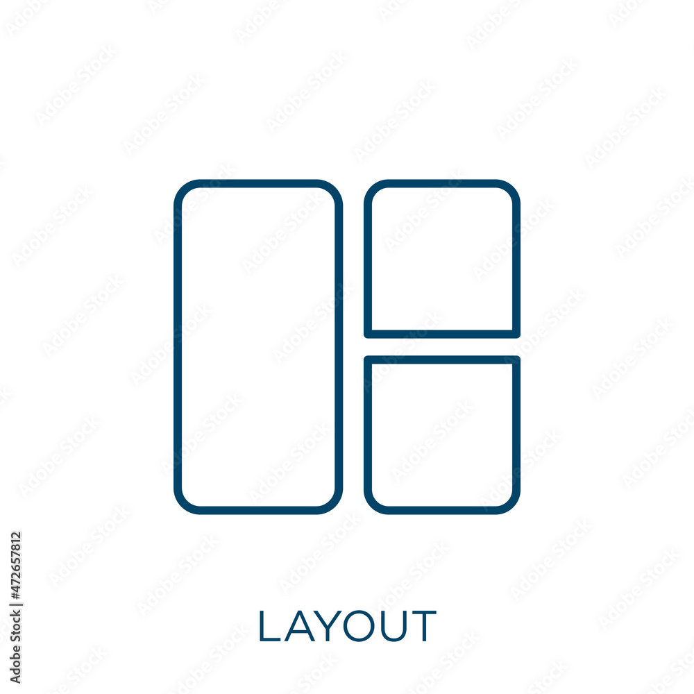 Poster layout icon. thin linear layout outline icon isolated on white background. line vector layout sign, 