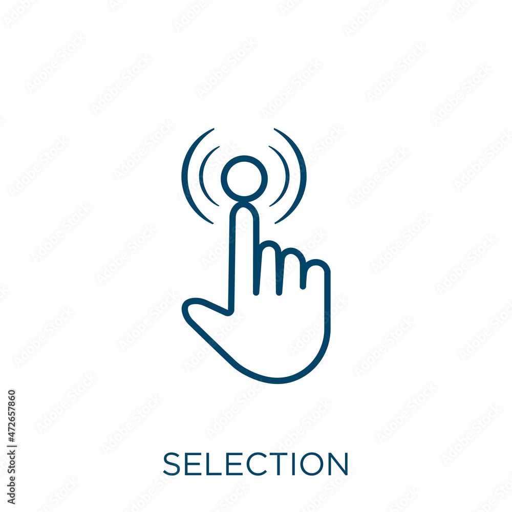 Poster selection icon. thin linear selection outline icon isolated on white background. line vector selecti