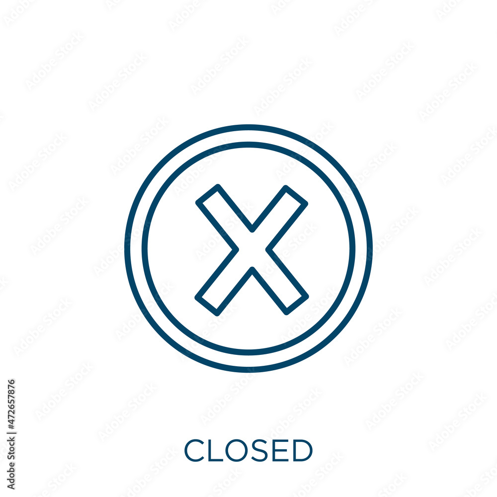 Poster closed icon. thin linear closed outline icon isolated on white background. line vector closed sign, 