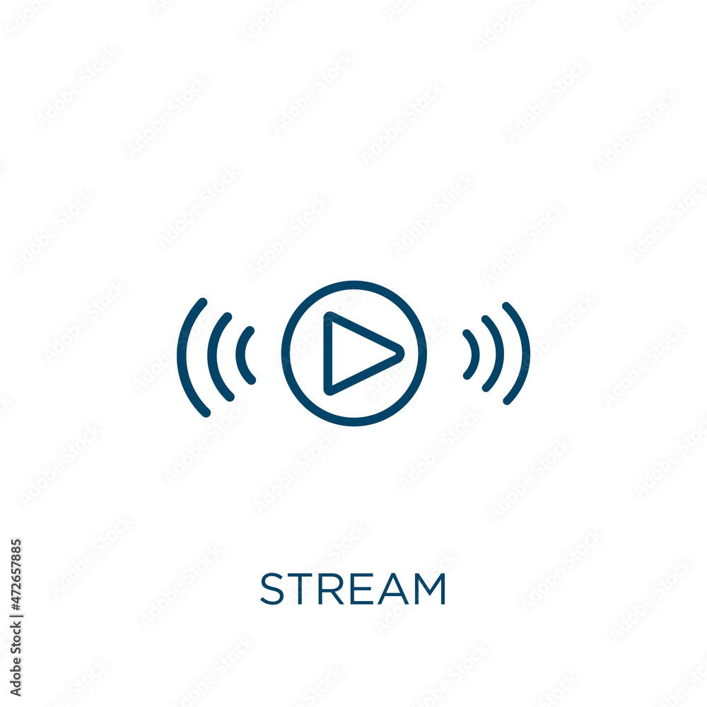 Poster stream icon. thin linear stream outline icon isolated on white background. line vector stream sign, 
