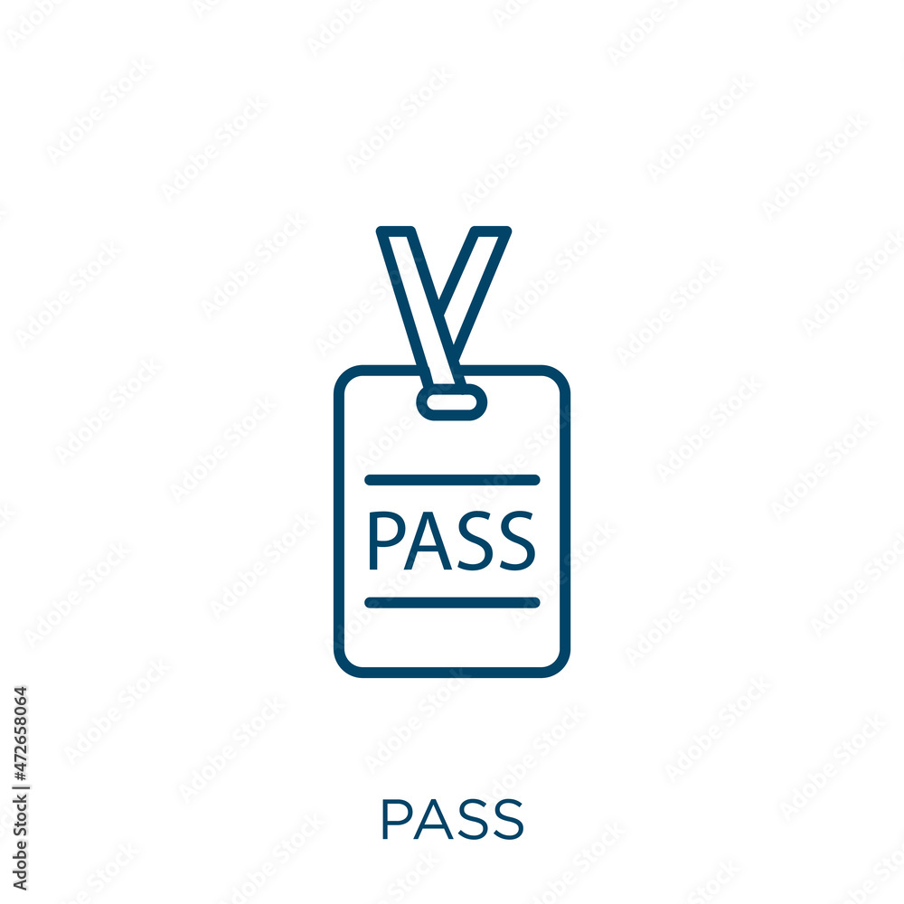 Poster pass icon. thin linear pass outline icon isolated on white background. line vector pass sign, symbol