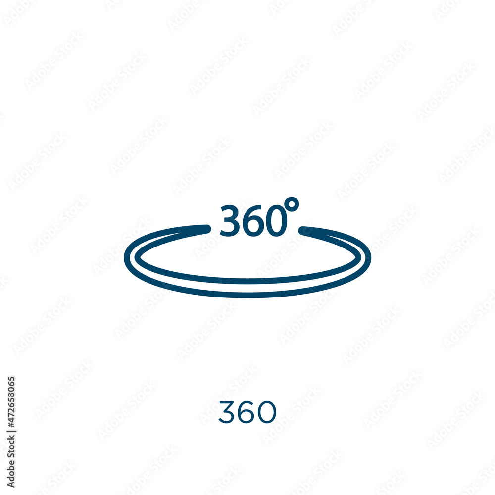 Poster 360 icon. thin linear 360 outline icon isolated on white background. line vector 360 sign, symbol fo