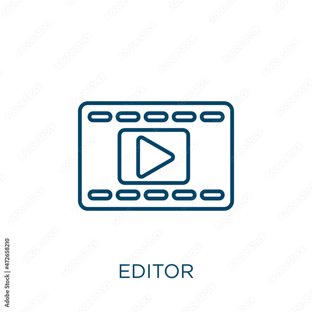 Poster editor icon. thin linear editor outline icon isolated on white background. line vector editor sign, 