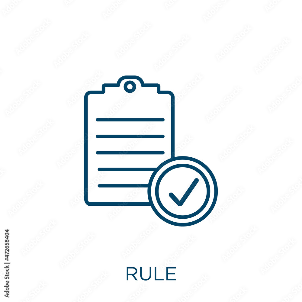 Poster rule icon. thin linear rule outline icon isolated on white background. line vector rule sign, symbol