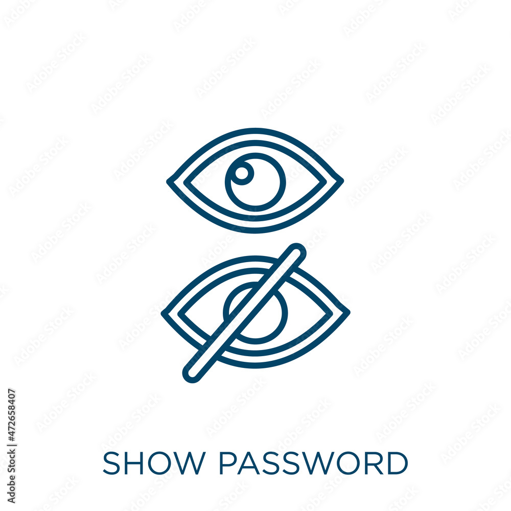 Aufkleber show password icon. thin linear show password outline icon isolated on white background. line vector