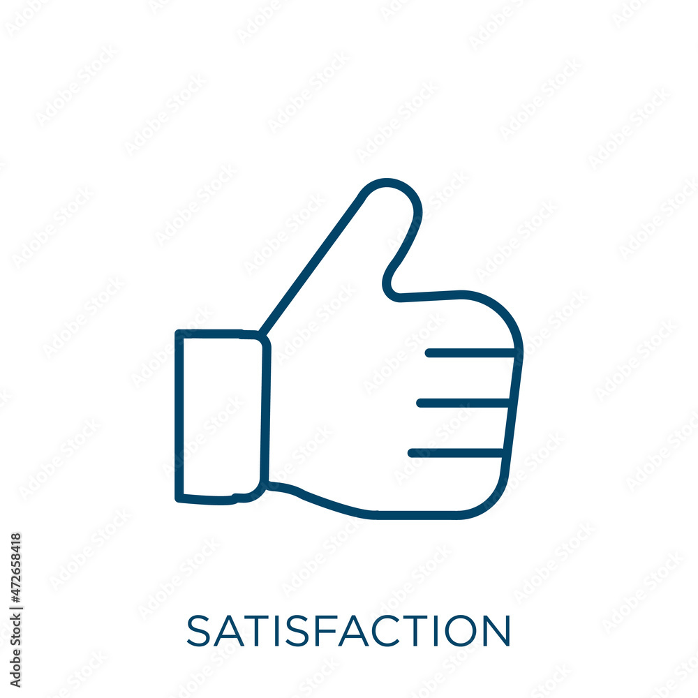Poster satisfaction icon. thin linear satisfaction outline icon isolated on white background. line vector s