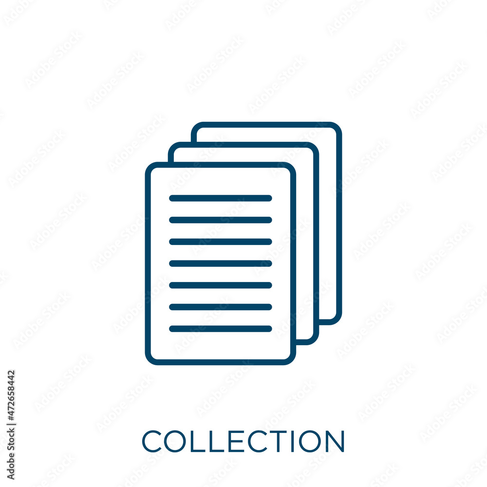 Poster collection icon. thin linear collection outline icon isolated on white background. line vector colle