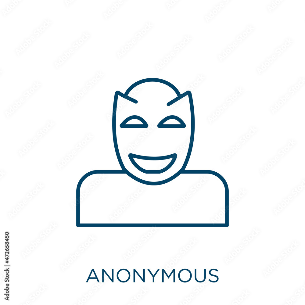 Poster anonymous icon. thin linear anonymous outline icon isolated on white background. line vector anonymo