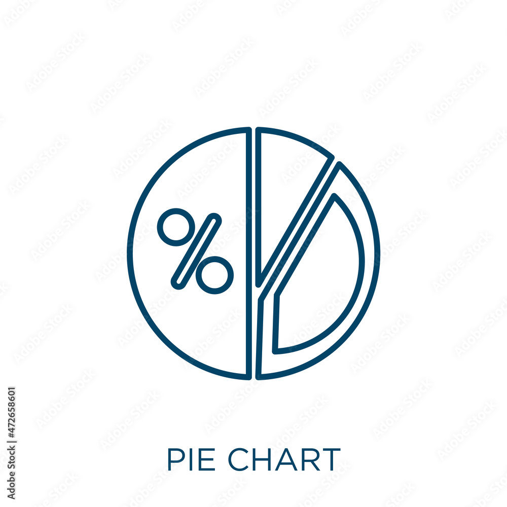 Poster pie chart icon. thin linear pie chart outline icon isolated on white background. line vector pie cha