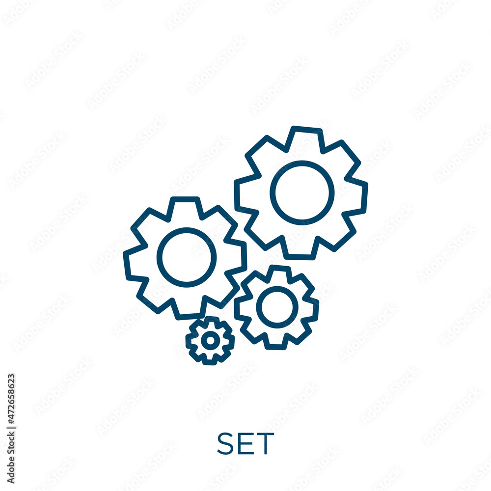 Poster set icon. thin linear set outline icon isolated on white background. line vector set sign, symbol fo
